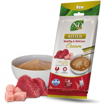 FARMINA N&D Prime Cat Cream with chicken & tuna kitten box cat treat for kittens 4x15g