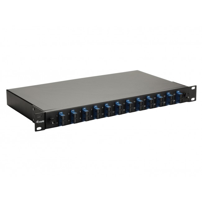 Equip 12-Port Fiber Optic Splice Box, SC Duplex, OS2, 1U, Equipped, Black