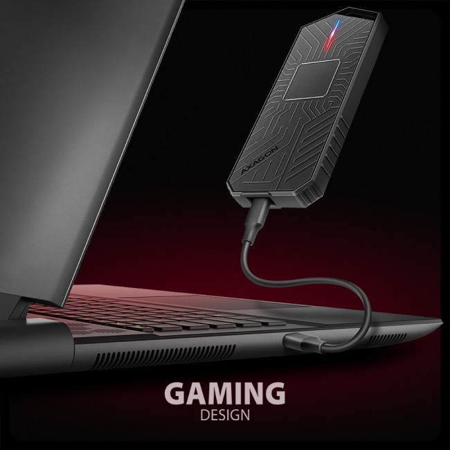 Axagon EEM2-GAM, USB-C 10Gbps - NVMe & SATA SSD GAME M.2 box, bezšroubkov SSD enclosure Black Axagon EEM2-GAM, USB-C 10Gbps - NVMe & SATA SSD GAME M.2 box, bezšroubkov SSD enclosure Black