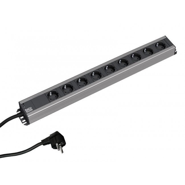 Bachmann 300.001 power extension 2 m 9 AC outlet(s) Indoor Black, Grey