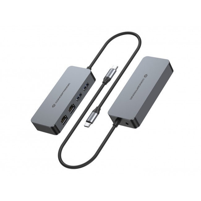 Conceptronic ABBY24G USB-C to Dual-Port Gigabit Network Adapter with 2-Port USB Hub