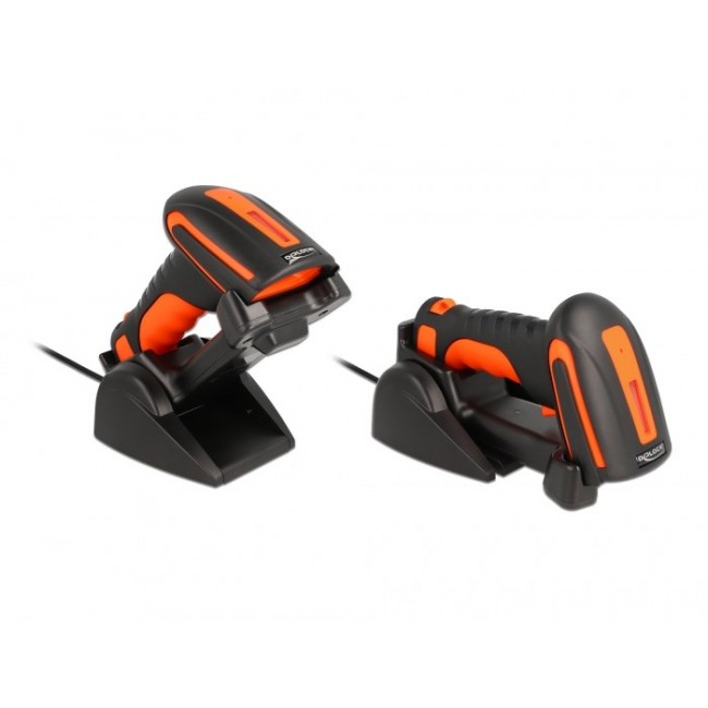DeLOCK Industrial Barcode Scanner 1D and 2D for 2.4 GHz or Bluetooth with inductive charging station