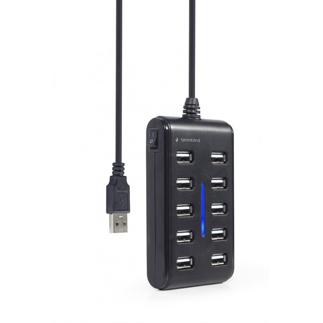 Gembird UHB-U2P10P-01 10-port USB 2.0 hub, black