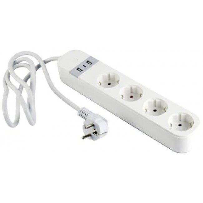 Gembird TSL-PS-S4U-01-W Smart power strip 4 AC outlet(s) Type E 1.5 m 3 3880 W White