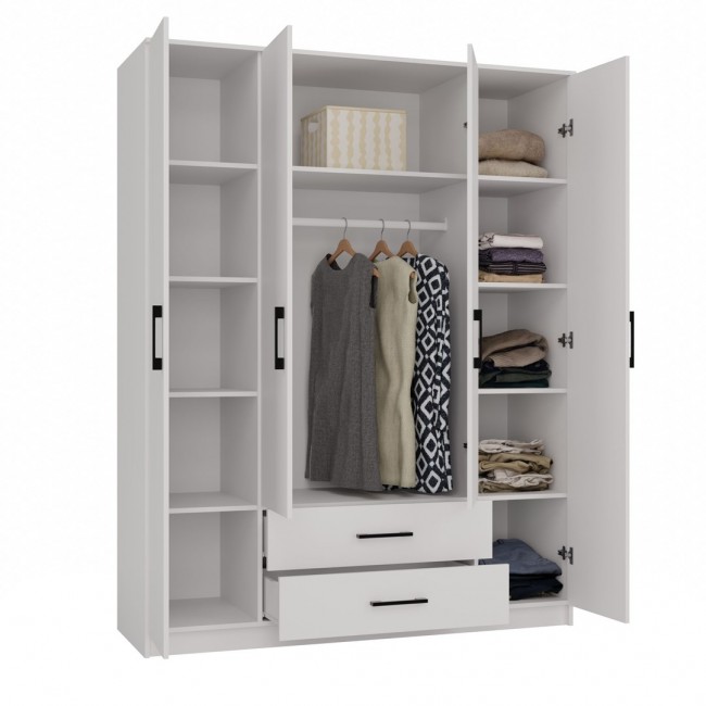 Topeshop ROMANA 160 BIEL KPLB bedroom wardrobe/closet 11 shelves 4 door(s) White Topeshop ROMANA 160 BIEL KPLB bedroom wardrobe/closet 11 shelves 4 door(s) White