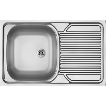 1-bowl steel sink with drainer - overlay