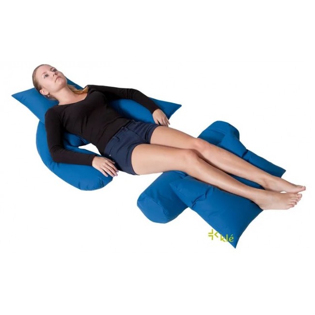 Bed positioning cushion U-crescent in silicone fibre Blue