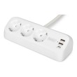 Digitus 3-way office socket strip with 2x USB-A and 1x USB-C connections, white
