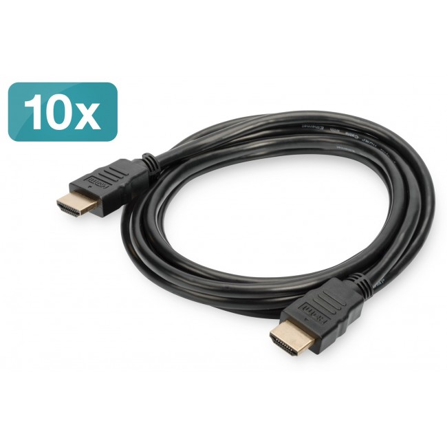 Digitus HDMI High Speed with Ethernet Connection Cable, Pack of 10 pcs