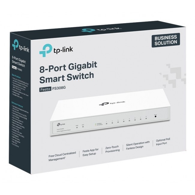 TP-Link Festa FS308G Managed L2/L2+ Gigabit Ethernet (10/100/1000) Power over Ethernet (PoE) White TP-Link Festa FS308G Managed L2/L2+ Gigabit Ethernet (10/100/1000) Power over Ethernet (PoE) White