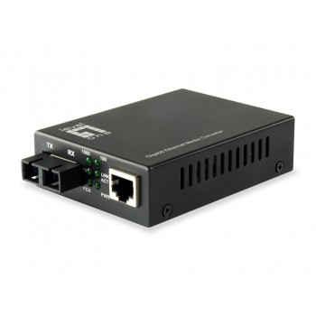 LevelOne RJ45 to SC Gigabit Media Converter, Single-Mode Fiber, 20km