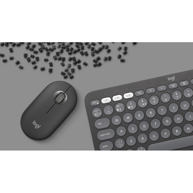 Logitech Pebble 2 Combo keyboard Mouse included Universal RF Wireless + Bluetooth QWERTY US International Graphite