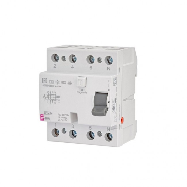 EFI-P4 40A/ 30MA/A DIFFERENTIAL CIRCUIT BREAKER 40A 4P 4M 30MA A 10KA