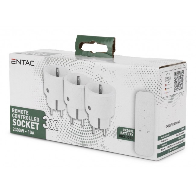Entac Remote Controlled Socket, Set of 3 Sockets with RC