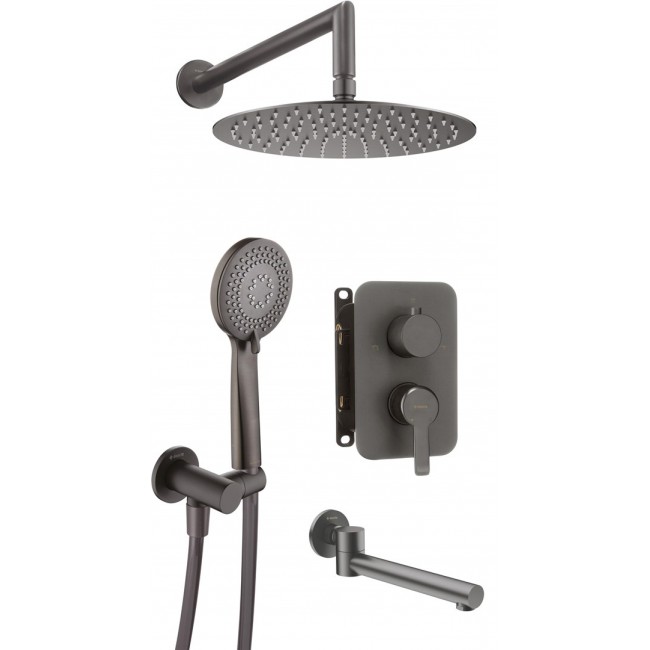 Concealed shower set with bath spout