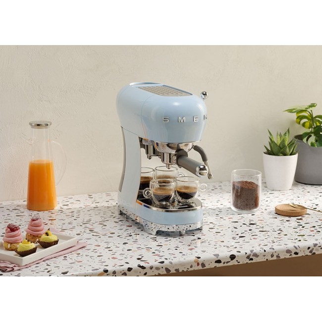 Smeg ECF02PBEU coffee machine pastel blue