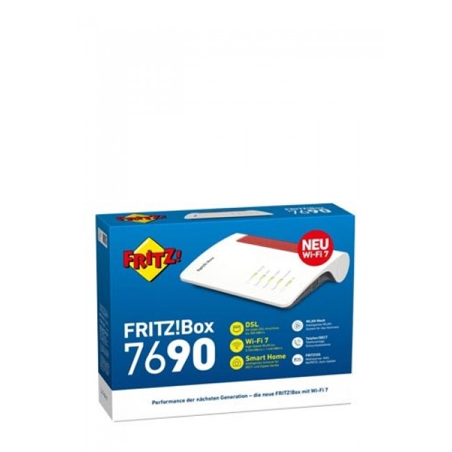 Box FRITZ! 7690 wireless router 2.5 Gigabit Ethernet Dual-band (2.4 GHz / 5 GHz) White Box FRITZ! 7690 wireless router 2.5 Gigabit Ethernet Dual-band (2.4 GHz / 5 GHz) White