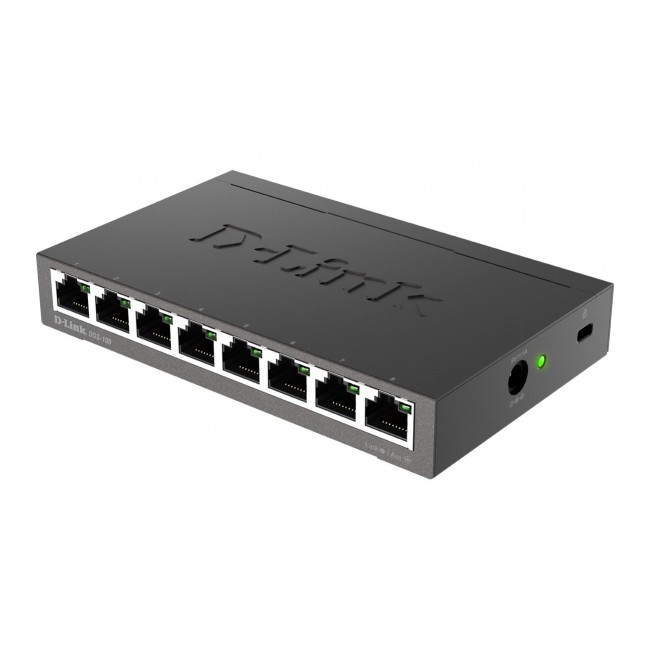D-Link DGS-108 Unmanaged L2 Gigabit Ethernet (10/100/1000) Black