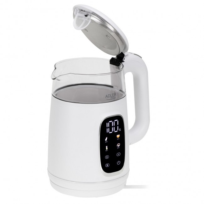 Adler AD 1305WS electric kettle 1.7 L 2200 W Transparent, White, Silver Adler AD 1305WS electric kettle 1.7 L 2200 W Transparent, White, Silver