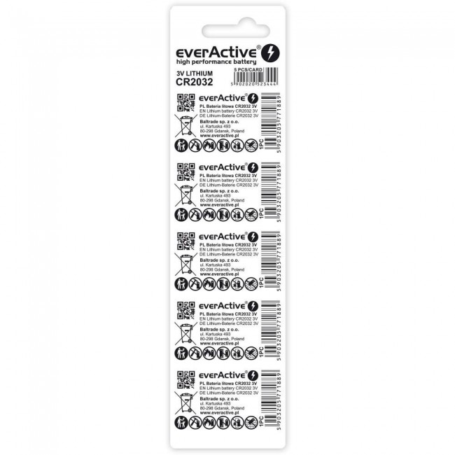 Lithium batteries everActive CR2032 - blister 5 pcs