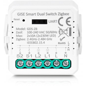 GISE Smart Dual Zigbee Relay Module | Tuya | GDS-ZB