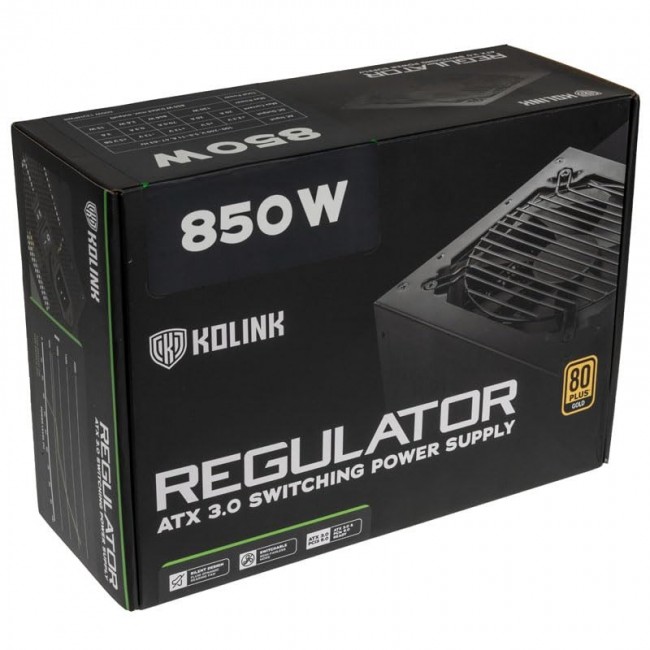Kolink Regulator 80 PLUS Gold PSU, ATX 3.0, PCIe 5.0, modular - 850 Watts Kolink Regulator 80 PLUS Gold PSU, ATX 3.0, PCIe 5.0, modular - 850 Watts