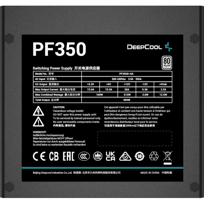 DeepCool R-PF350D-HA0B-EU power supply unit 350 W 20+4 pin ATX ATX Black DeepCool R-PF350D-HA0B-EU power supply unit 350 W 20+4 pin ATX ATX Black