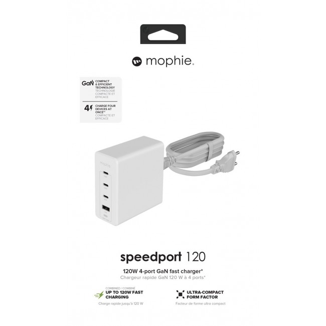 mophie Accessories-Wall Adapter-USB-C-PD-HUB-120W-GAN-White-EU(3xUSBC + 1xUSBA)
