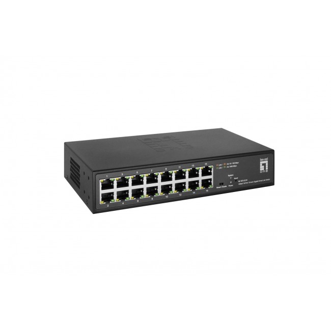 LevelOne Hilbert 10 16-Port Gigabit Smart Lite Switch, 16 x Gigabit RJ45 (10/100/1000)