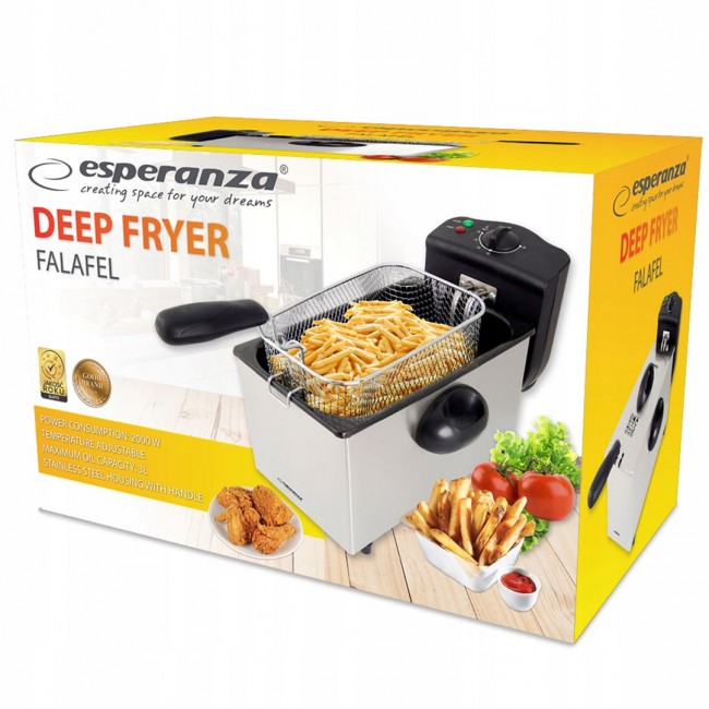 Esperanza FALAFEL Single 3 L Stand-alone 2200 W Deep fryer Black, White Esperanza FALAFEL Single 3 L Stand-alone 2200 W Deep fryer Black, White