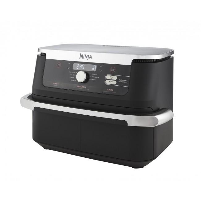 Ninja AF500EU fryer Double 10.4 L Stand-alone 2470 W Hot air fryer Black, Stainless steel