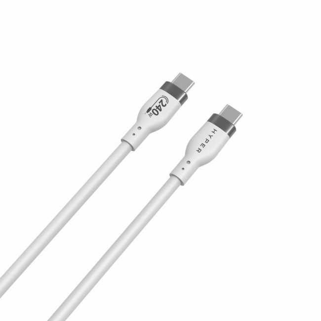 HYPER HyperJuice 240W Silicone USB-C to USB-C Cable (3ft/1m) - White HYPER HyperJuice 240W Silicone USB-C to USB-C Cable (3ft/1m) - White