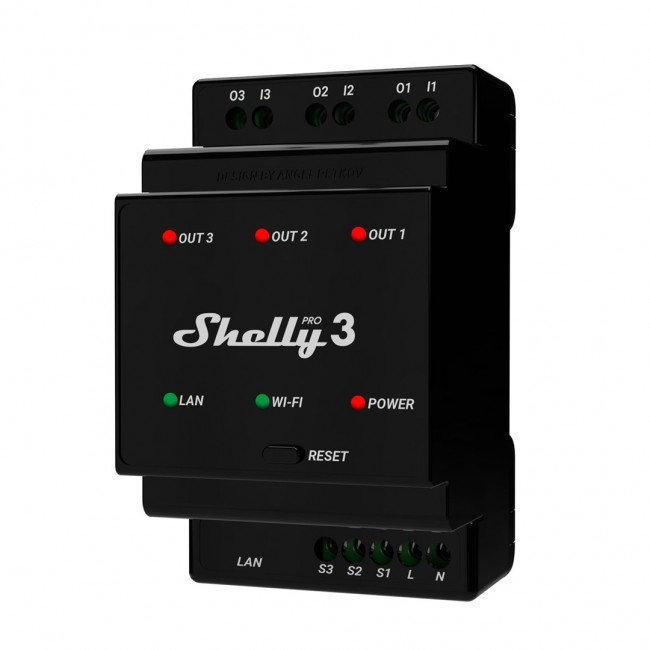 Shelly Pro 3 electrical relay Black Shelly Pro 3 electrical relay Black