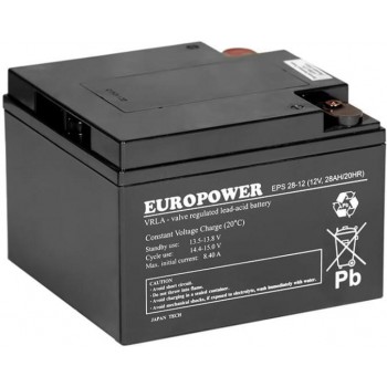 AGM EUROPOWER EPS Series Battery 12V 28Ah (Lifespan 8-12 Years)