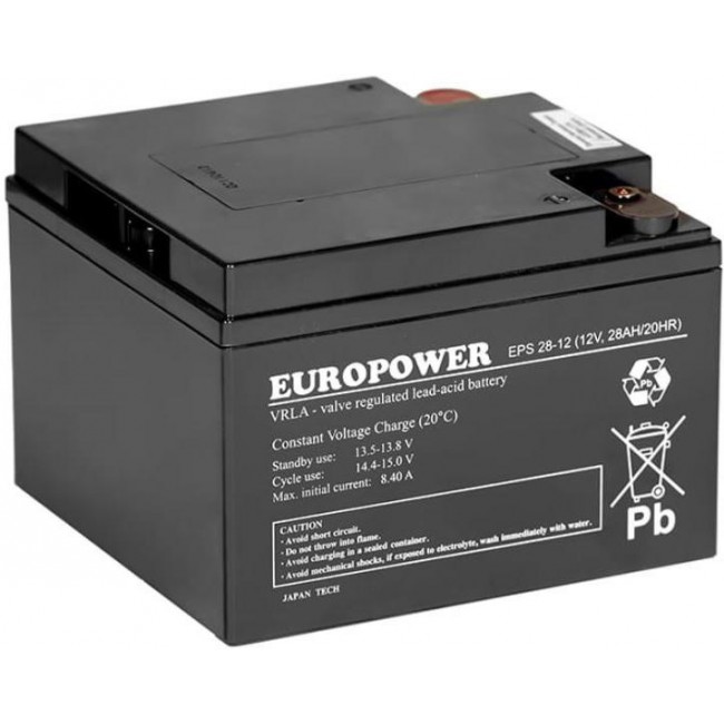 AGM EUROPOWER EPS Series Battery 12V 28Ah (Lifespan 8-12 Years) AGM EUROPOWER EPS Series Battery 12V 28Ah (Lifespan 8-12 Years)