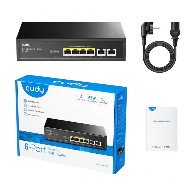 Cudy GS1006P network switch Unmanaged Gigabit Ethernet (10/100/1000) Power over Ethernet (PoE) Black Cudy GS1006P network switch Unmanaged Gigabit Ethernet (10/100/1000) Power over Ethernet (PoE) Black