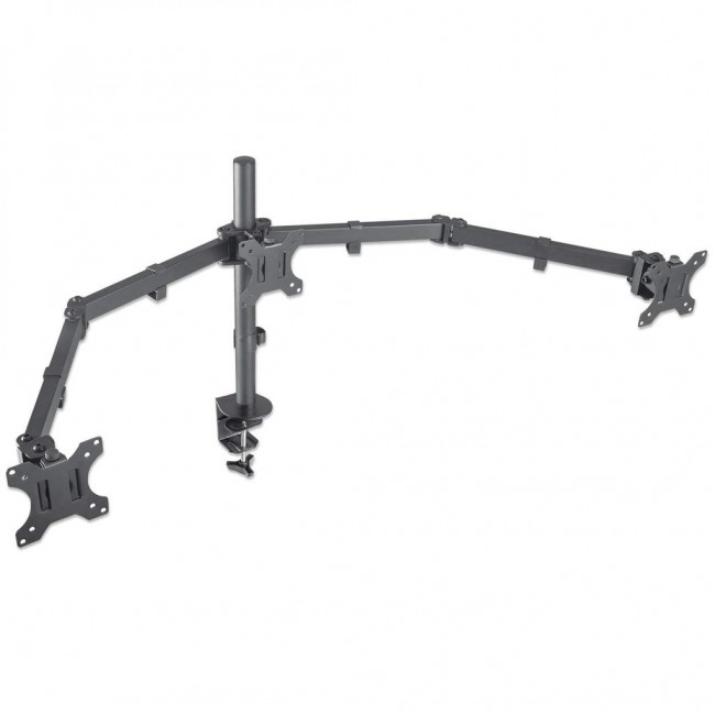 Manhattan TV & Monitor Mount, Desk, Double-Link Arms, 3 screens, Screen Sizes: 10-27
