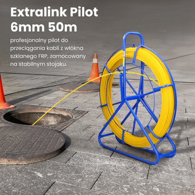 Extralink Cable pulling rod Pilot 6mm 50m glass fibre FRP, d. 6mm, l. 50m, yellow