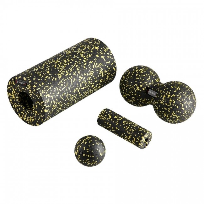 HMS FSBM04 massage set rollers and balls (4 pcs) black/yellow