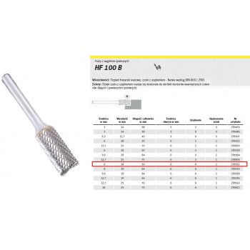K.MILLING CUTTER WITH SINTERED CARBON.HF 100 B /6mm/532 ROLLER FI 6x18mm, shank 6mm, ZYAS TYPE