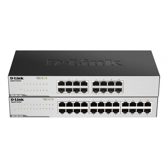 D-Link GO-SW-24G - Unmanaged - L2 - Gigabit Ethernet (10/100/1000) - Full duplex - Rack mounting - 1U D-Link GO-SW-24G - Unmanaged - L2 - Gigabit Ethernet (10/100/1000) - Full duplex - Rack mounting - 1U