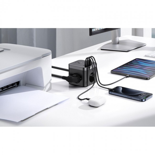 Baseus PowerCombo Universal power strip Indoor Black