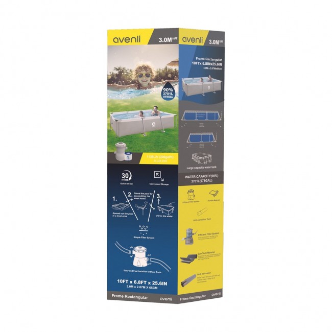 AVENLI grey frame pool, 300x207x66