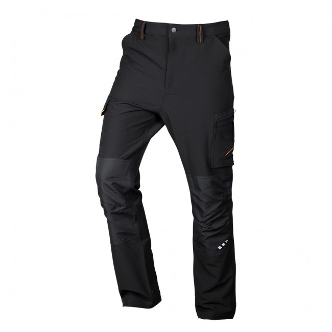 Spodnie robocze Mix&Match, 4 way stretch, czarno-pomara czowe, rozmiar XS