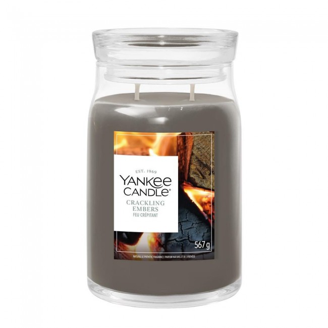 Yankee Candle Crackling Embers wax candle Cylinder Wood Grey 1 pc(s)