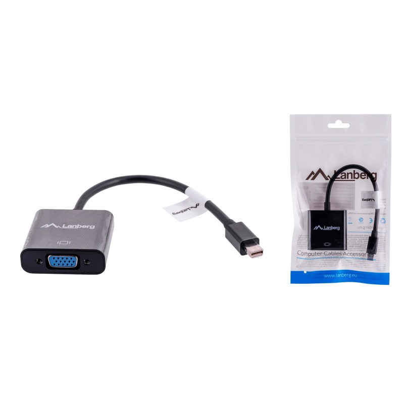 Lanberg AD-0006-BK video cable adapter 0.2 m VGA (D-Sub) Mini DisplayPort Black Lanberg AD-0006-BK video cable adapter 0.2 m VGA (D-Sub) Mini DisplayPort Black