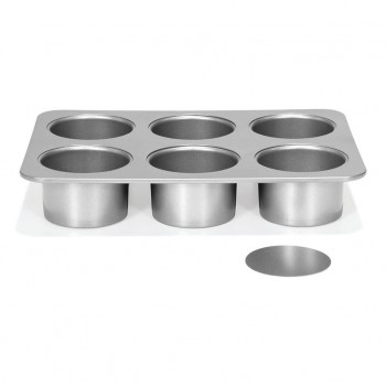 PATISSE SILVER-TOP Mould for 6 mini cheesecakes with removable base