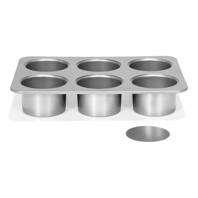 PATISSE SILVER-TOP Mould for 6 mini cheesecakes with removable base PATISSE SILVER-TOP Mould for 6 mini cheesecakes with removable base