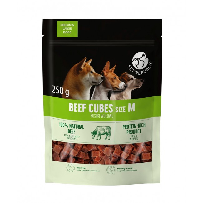 PETREPUBLIC Beef cubes M - dog treat - 250g PETREPUBLIC Beef cubes M - dog treat - 250g