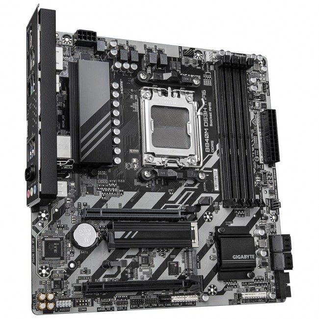 GIGABYTE B840M DS3H WIFI6 Motherboard - AMD Ryzen 9000 CPUs, 8+2+2 Phases VRM, up to 8200MHz DDR5, 2xPCIe 4.0 M.2, Wi-Fi 6, 2.5GbE LAN, USB 3.2 Gen 1